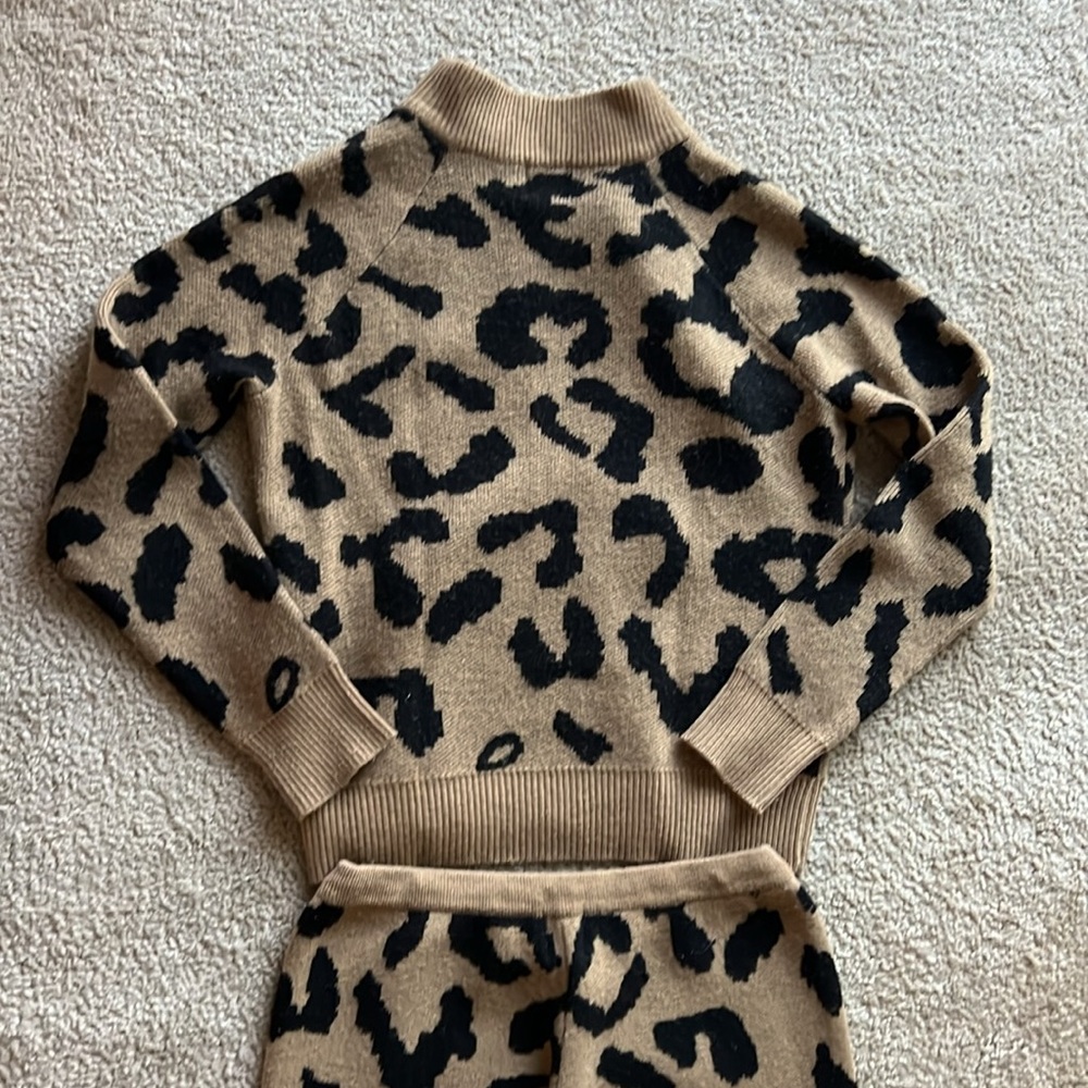 ๐ฅ MADELEINE THOMPSON Animal Print Mock Neck Zip Up Sweater and Pants Size S - Picture 16 of 17